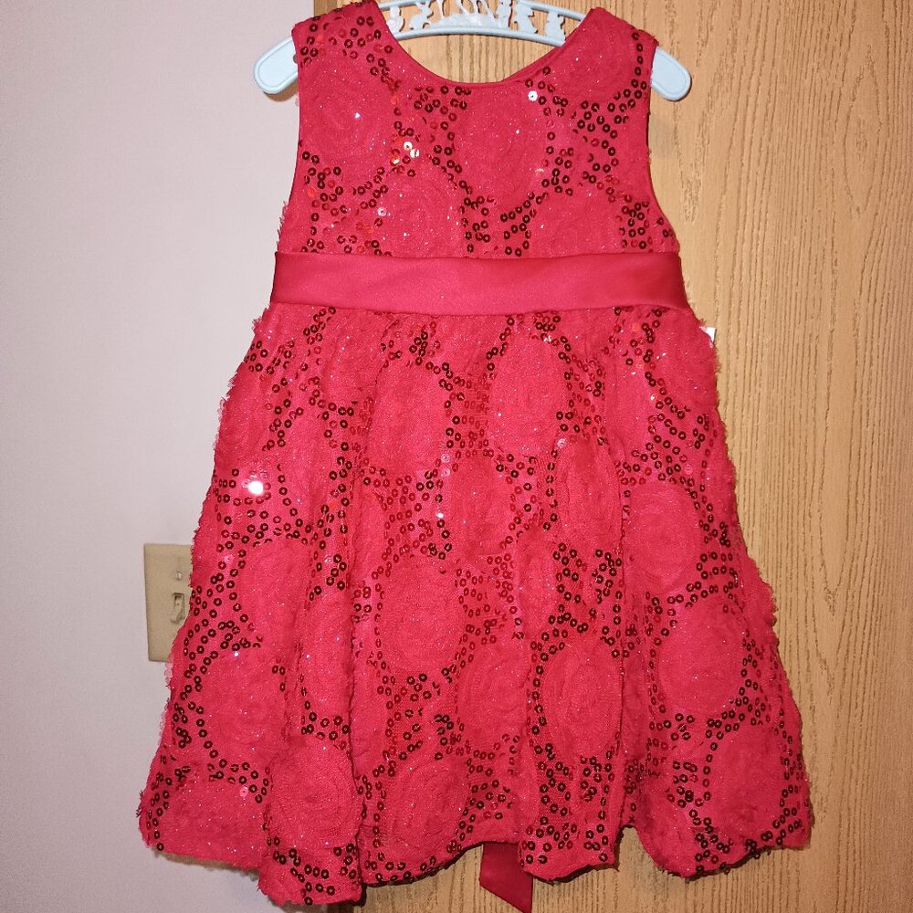 NEW Rare Too! Infant Girls Red Rose Sequin Party Dress 24 Months